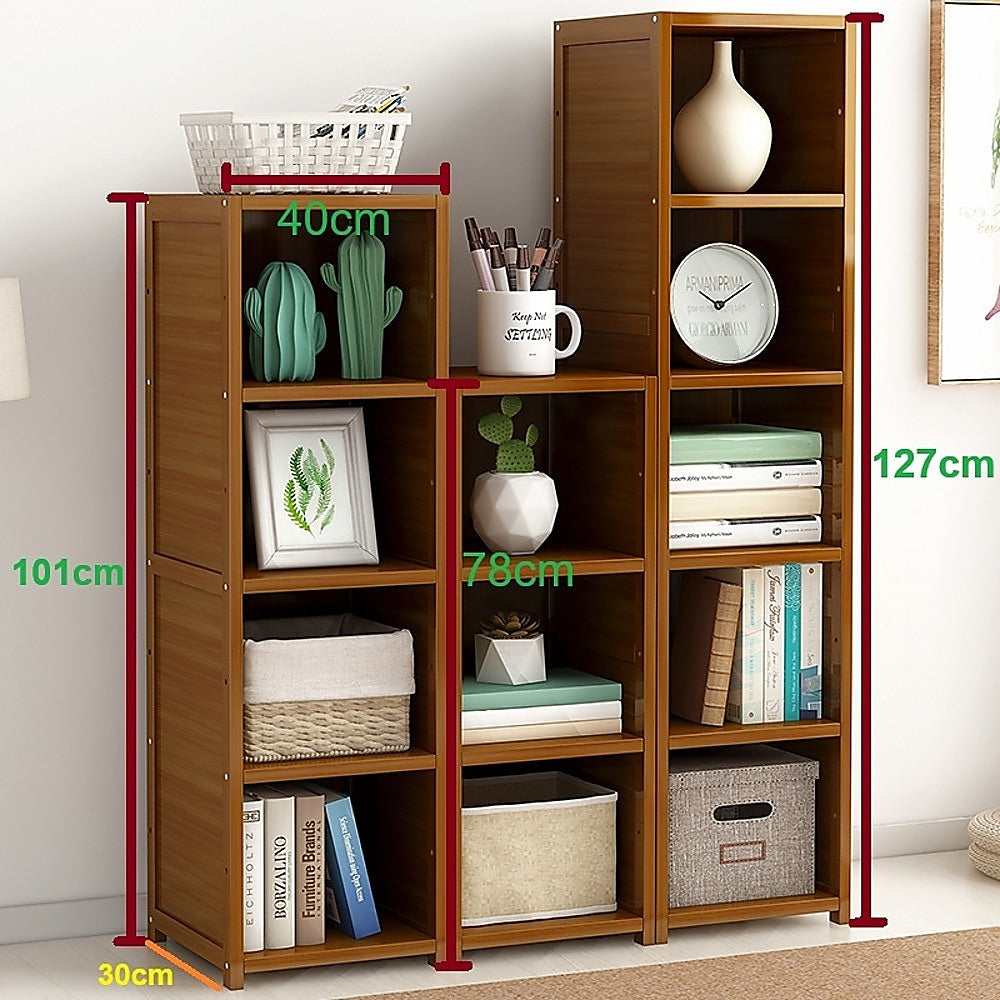 3 Piece Bamboo Adjustable Shelf Set - Bookcase Display Storage Rack Stand V63-838791
