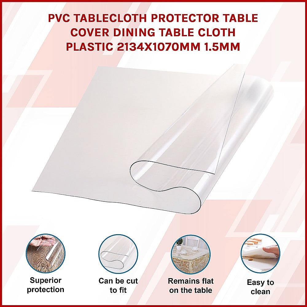 PVC Tablecloth Protector Table Cover Dining Table Cloth Plastic 2134x1070mm 1.5mm V63-838801