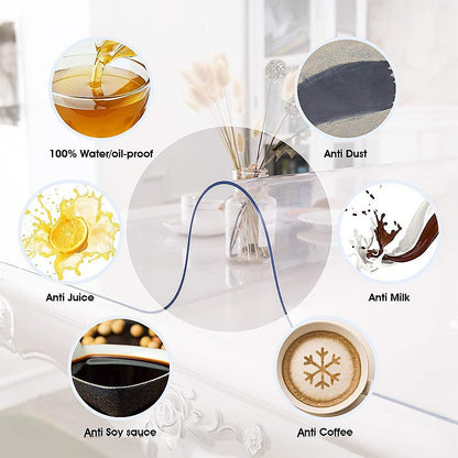 PVC Tablecloth Protector Table Cover Dining Table Cloth Plastic 2134x1070mm 1.5mm V63-838801