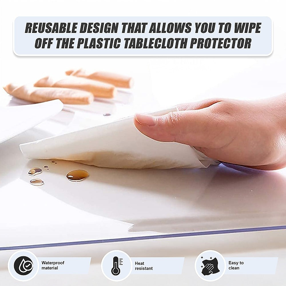 PVC Tablecloth Protector Table Cover Dining Table Cloth Plastic 2134x1070mm 1.5mm V63-838801