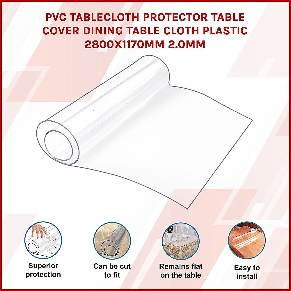 PVC Tablecloth Protector Table Cover Dining Table Cloth Plastic 2800x1170mm 2.0mm V63-838811
