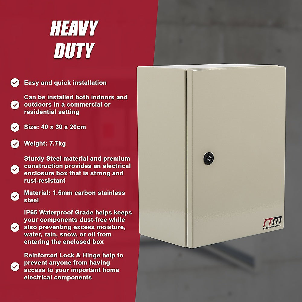 Carbon Steel Electrical Enclosure Box IP65 Wall Mount 400 x 300 x 200 mm V63-838821