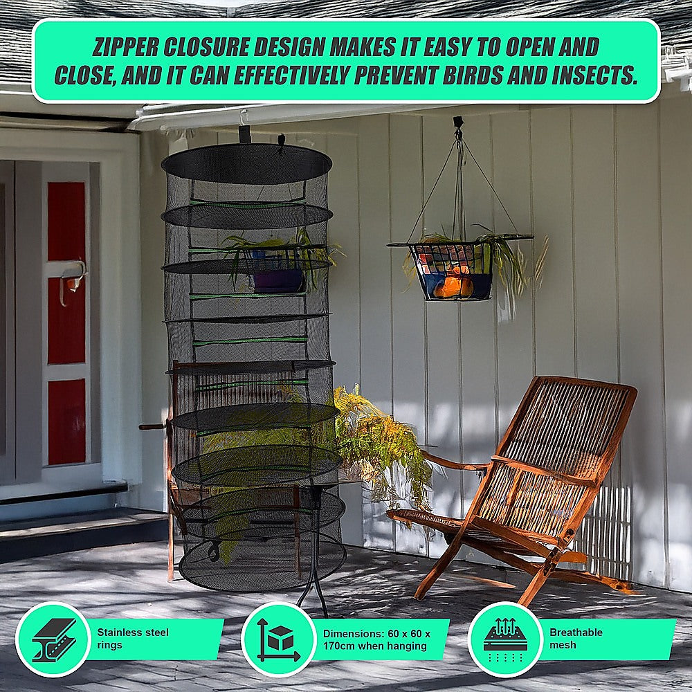 Herb Drying Rack Net 8 Layer Dryer Mesh Hanging Dryer Rack Zipper Dry Rack V63-838841