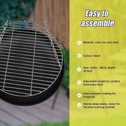 Tripod Garden Fire Pit BBQ - Cast Iron & Steel Round Outdoor Fire Bowl V63-838851