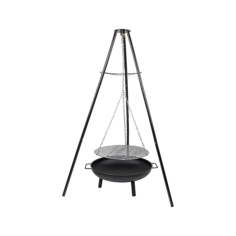 Tripod Garden Fire Pit BBQ - Cast Iron & Steel Round Outdoor Fire Bowl V63-838851