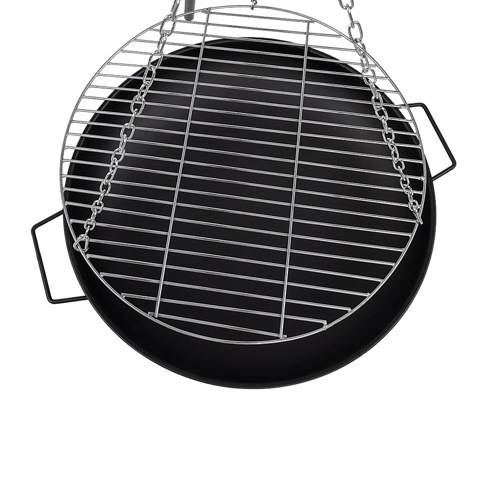 Tripod Garden Fire Pit BBQ - Cast Iron & Steel Round Outdoor Fire Bowl V63-838851