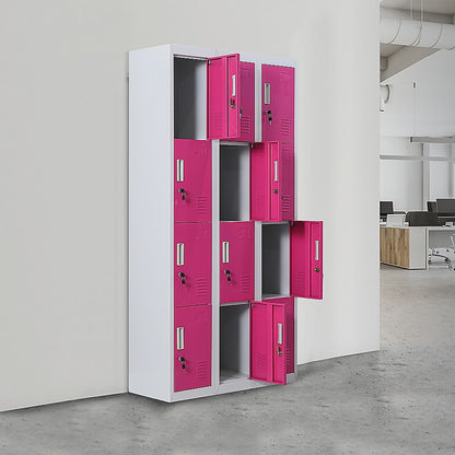 12-Door Locker for Office Gym Shed School Home Storage - Standard Lock with 2 Keys V63-838891