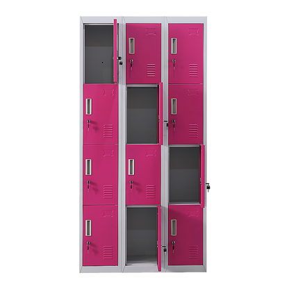 12-Door Locker for Office Gym Shed School Home Storage - Standard Lock with 2 Keys V63-838891