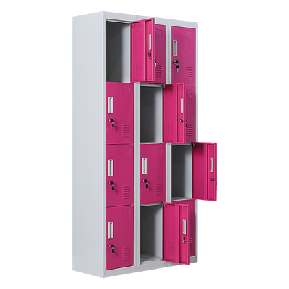 12-Door Locker for Office Gym Shed School Home Storage - Standard Lock with 2 Keys V63-838891