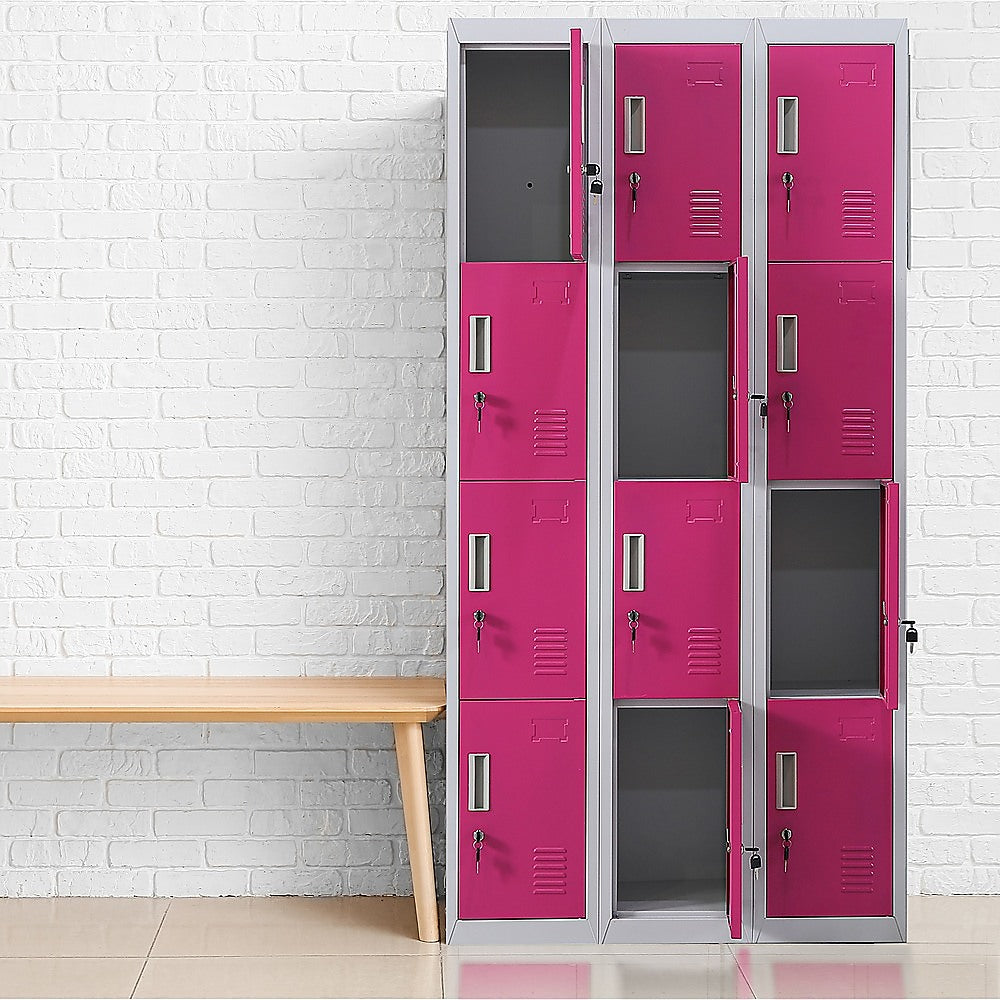 12-Door Locker for Office Gym Shed School Home Storage - Standard Lock with 2 Keys V63-838891