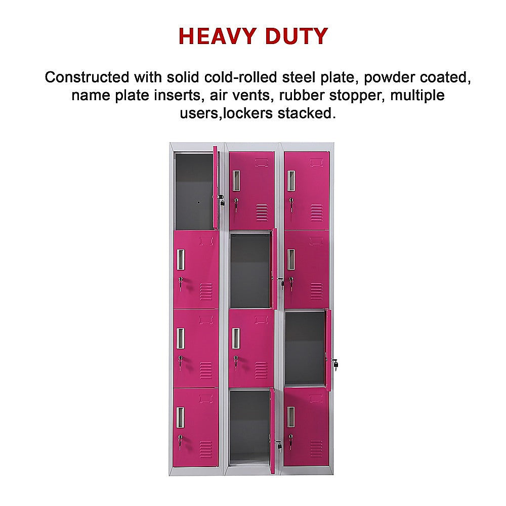 12-Door Locker for Office Gym Shed School Home Storage - Standard Lock with 2 Keys V63-838891