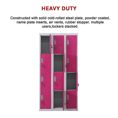 12-Door Locker for Office Gym Shed School Home Storage - Standard Lock with 2 Keys V63-838891