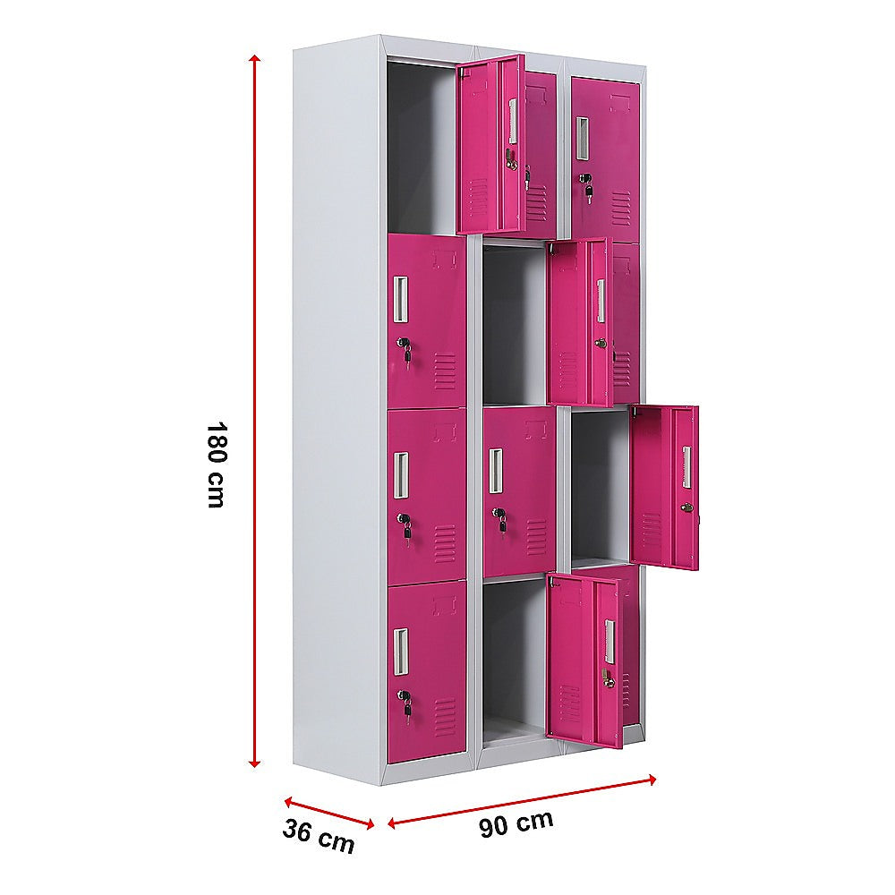 12-Door Locker for Office Gym Shed School Home Storage - Standard Lock with 2 Keys V63-838891