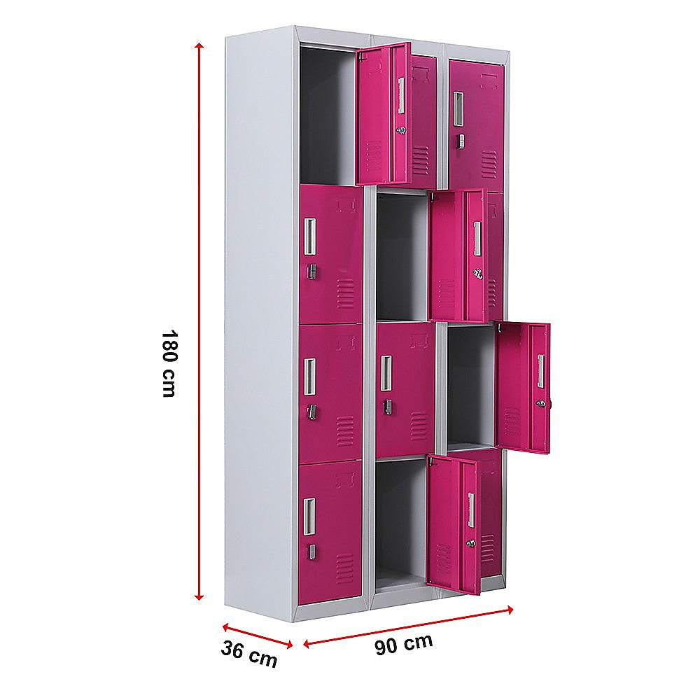12-Door Locker for Office Gym Shed School Home Storage - Padlock-operated V63-838901