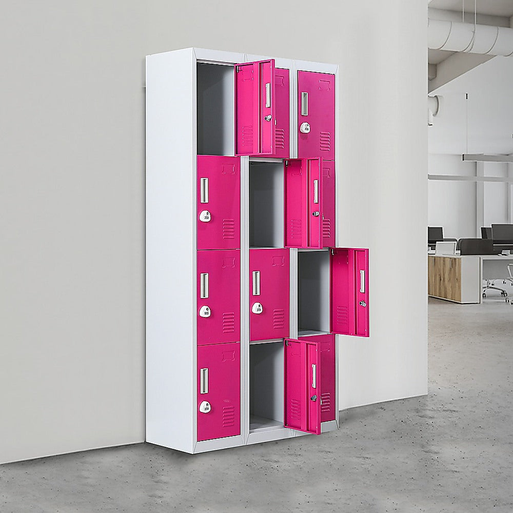 12-Door Locker for Office Gym Shed School Home Storage - 3-Digit Combination Lock V63-838911