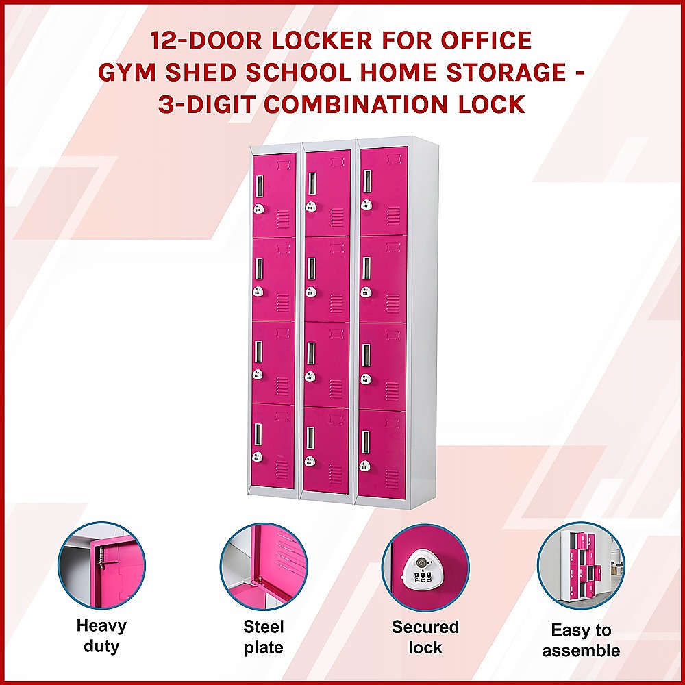 12-Door Locker for Office Gym Shed School Home Storage - 3-Digit Combination Lock V63-838911