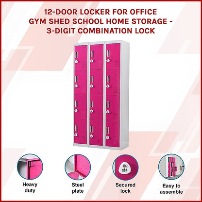 12-Door Locker for Office Gym Shed School Home Storage - 3-Digit Combination Lock V63-838911