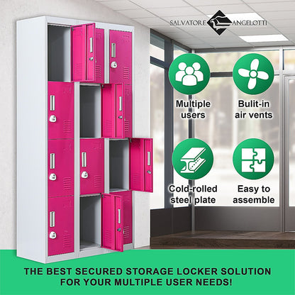 12-Door Locker for Office Gym Shed School Home Storage - 3-Digit Combination Lock V63-838911