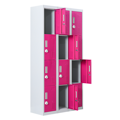 12-Door Locker for Office Gym Shed School Home Storage - 3-Digit Combination Lock V63-838911