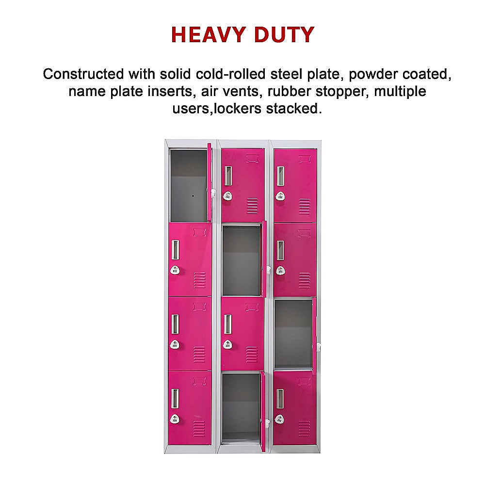 12-Door Locker for Office Gym Shed School Home Storage - 3-Digit Combination Lock V63-838911