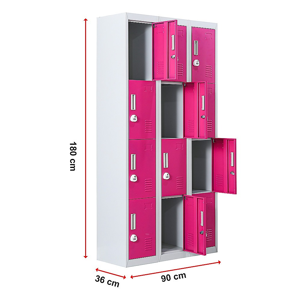 12-Door Locker for Office Gym Shed School Home Storage - 3-Digit Combination Lock V63-838911