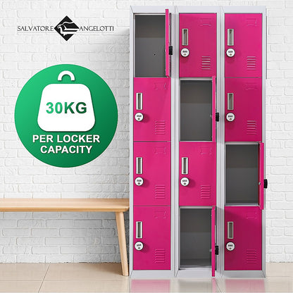 12-Door Locker for Office Gym Shed School Home Storage - 4-Digit Combination Lock V63-838921