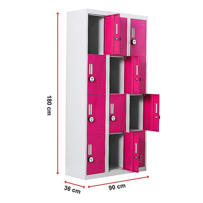 12-Door Locker for Office Gym Shed School Home Storage - 4-Digit Combination Lock V63-838921