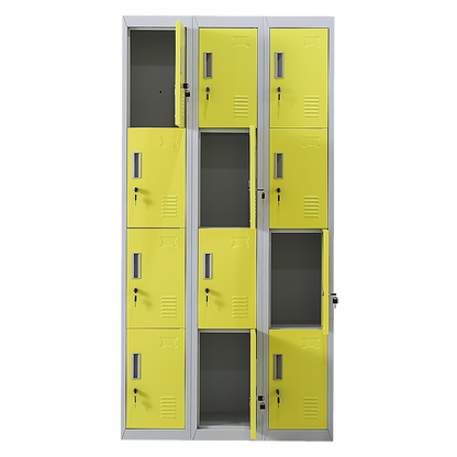 12-Door Locker for Office Gym Shed School Home Storage - Standard Lock with 2 Keys V63-838931