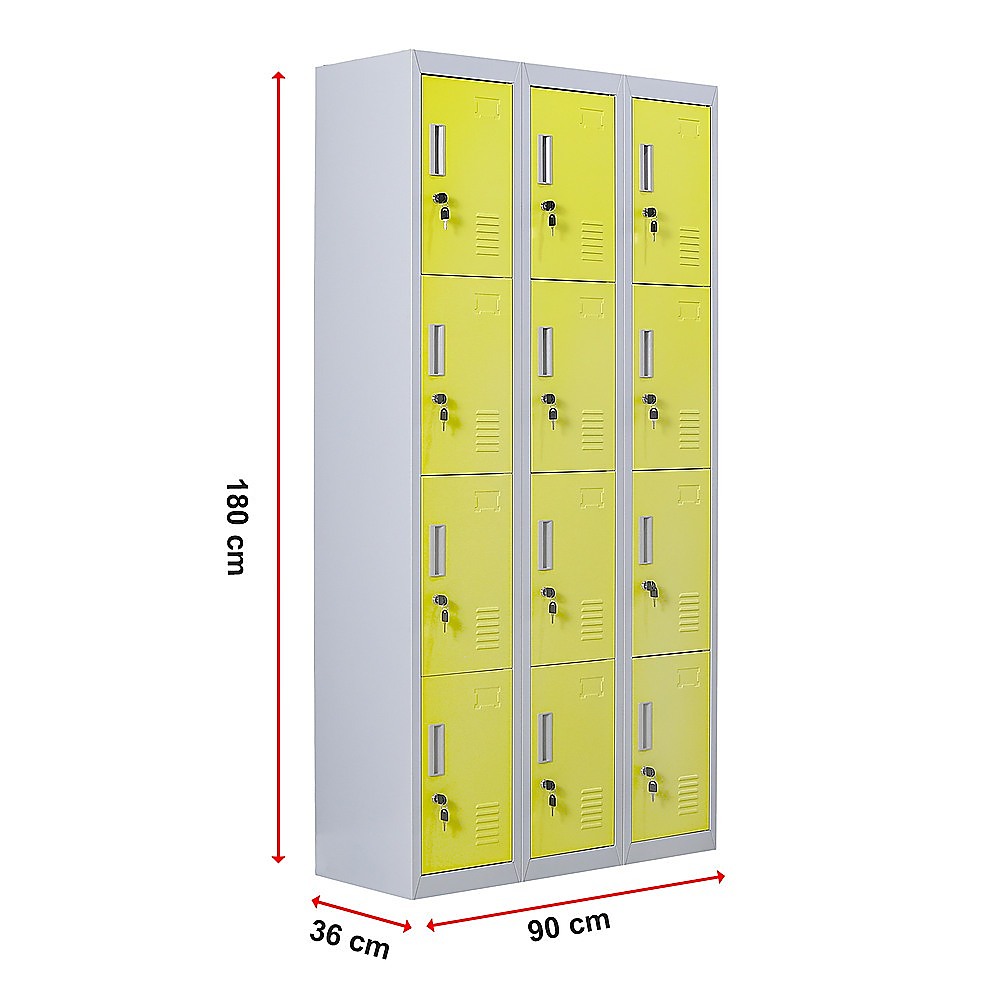 12-Door Locker for Office Gym Shed School Home Storage - Standard Lock with 2 Keys V63-838931