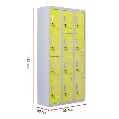 12-Door Locker for Office Gym Shed School Home Storage - Standard Lock with 2 Keys V63-838931