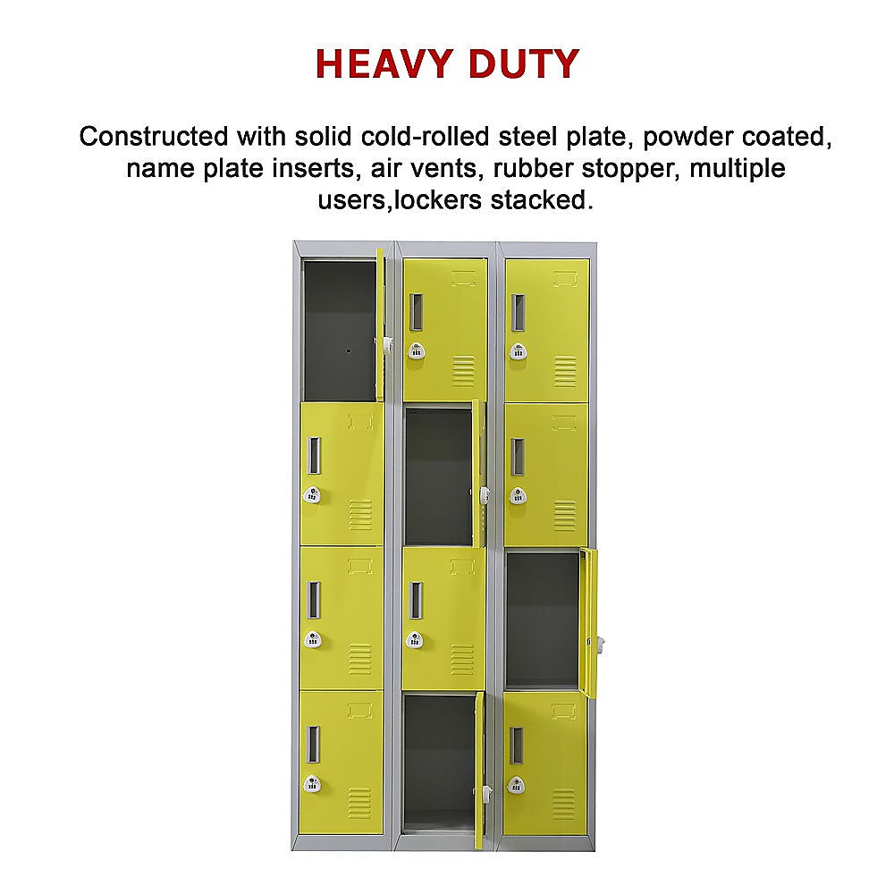 12-Door Locker for Office Gym Shed School Home Storage - 3-Digit Combination Lock V63-838951