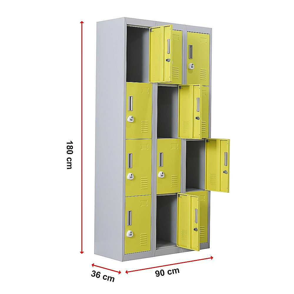 12-Door Locker for Office Gym Shed School Home Storage - 3-Digit Combination Lock V63-838951