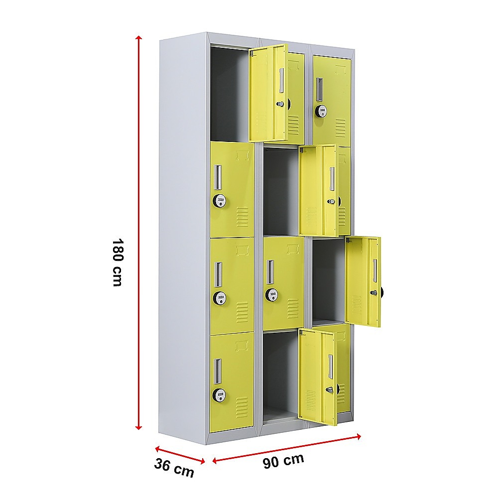 12-Door Locker for Office Gym Shed School Home Storage - 4-Digit Combination Lock V63-838961