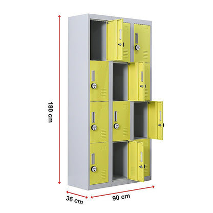 12-Door Locker for Office Gym Shed School Home Storage - 4-Digit Combination Lock V63-838961