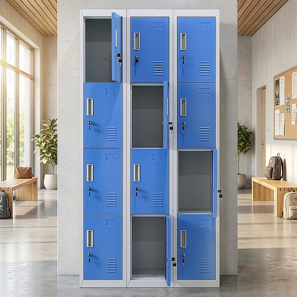 12-Door Locker for Office Gym Shed School Home Storage - Standard Lock with Keys V63-838971
