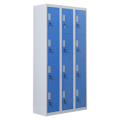 12-Door Locker for Office Gym Shed School Home Storage - Standard Lock with Keys