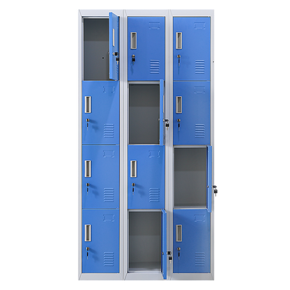 12-Door Locker for Office Gym Shed School Home Storage - Standard Lock with Keys V63-838971