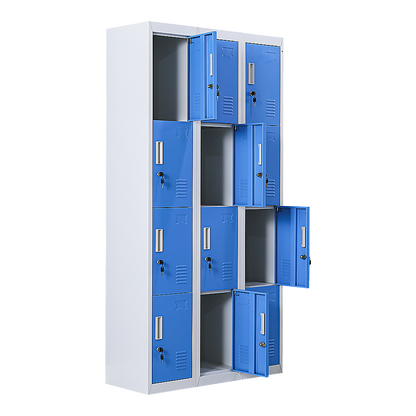 12-Door Locker for Office Gym Shed School Home Storage - Standard Lock with Keys V63-838971