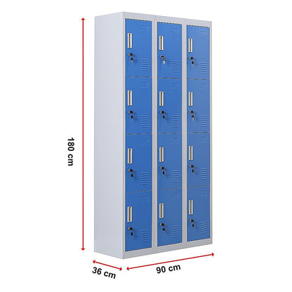 12-Door Locker for Office Gym Shed School Home Storage - Standard Lock with Keys V63-838971