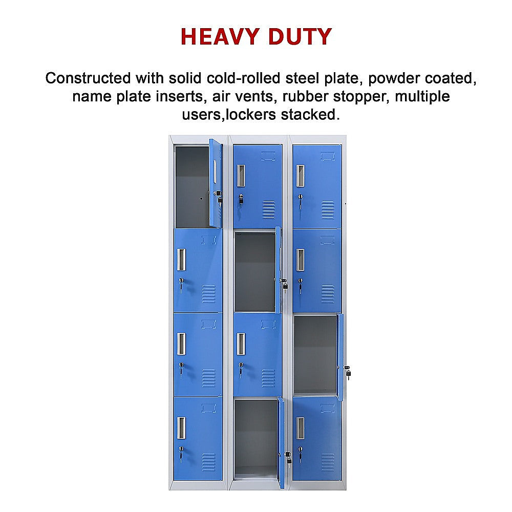 12-Door Locker for Office Gym Shed School Home Storage - Standard Lock with Keys V63-838971