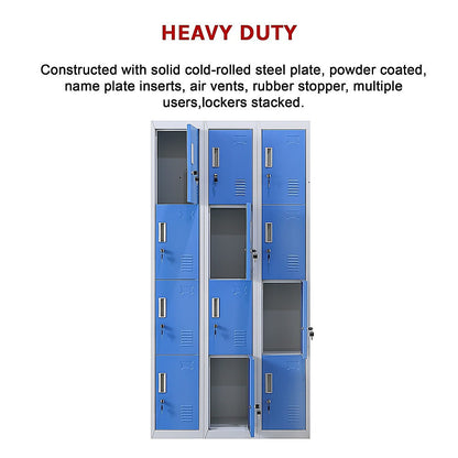 12-Door Locker for Office Gym Shed School Home Storage - Standard Lock with Keys V63-838971