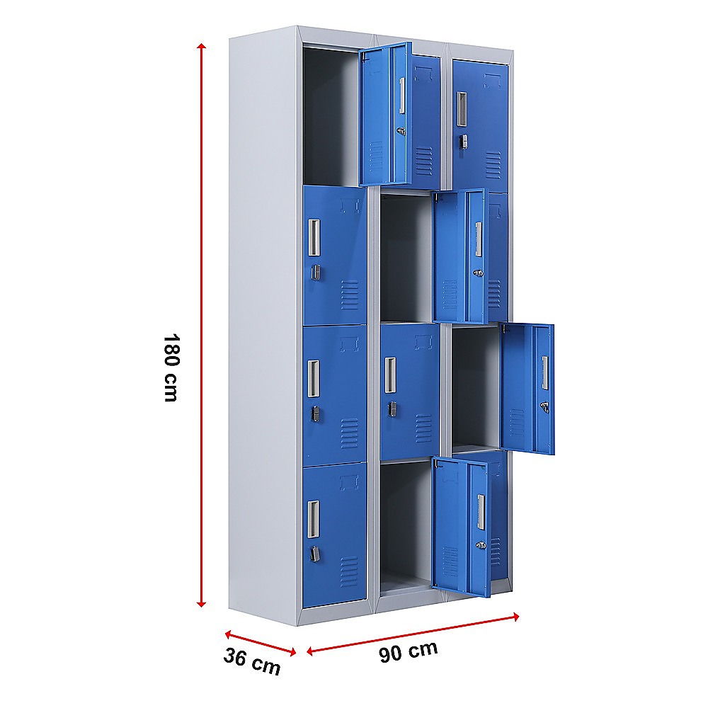 12-Door Locker for Office Gym Shed School Home Storage - Padlock-operated V63-838981