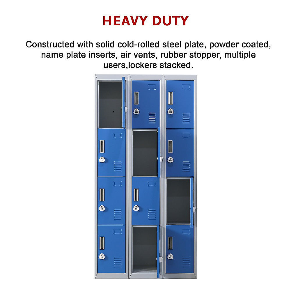 12-Door Locker for Office Gym Shed School Home Storage - 3-Digit Combination Lock V63-838991