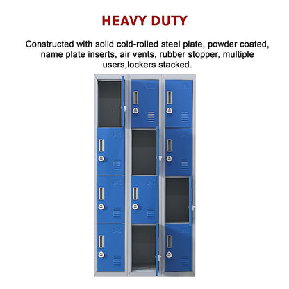 12-Door Locker for Office Gym Shed School Home Storage - 3-Digit Combination Lock V63-838991