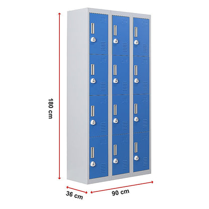 12-Door Locker for Office Gym Shed School Home Storage - 3-Digit Combination Lock V63-838991