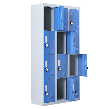 12-Door Locker for Office Gym Shed School Home Storage - 4-Digit Combination Lock V63-839001