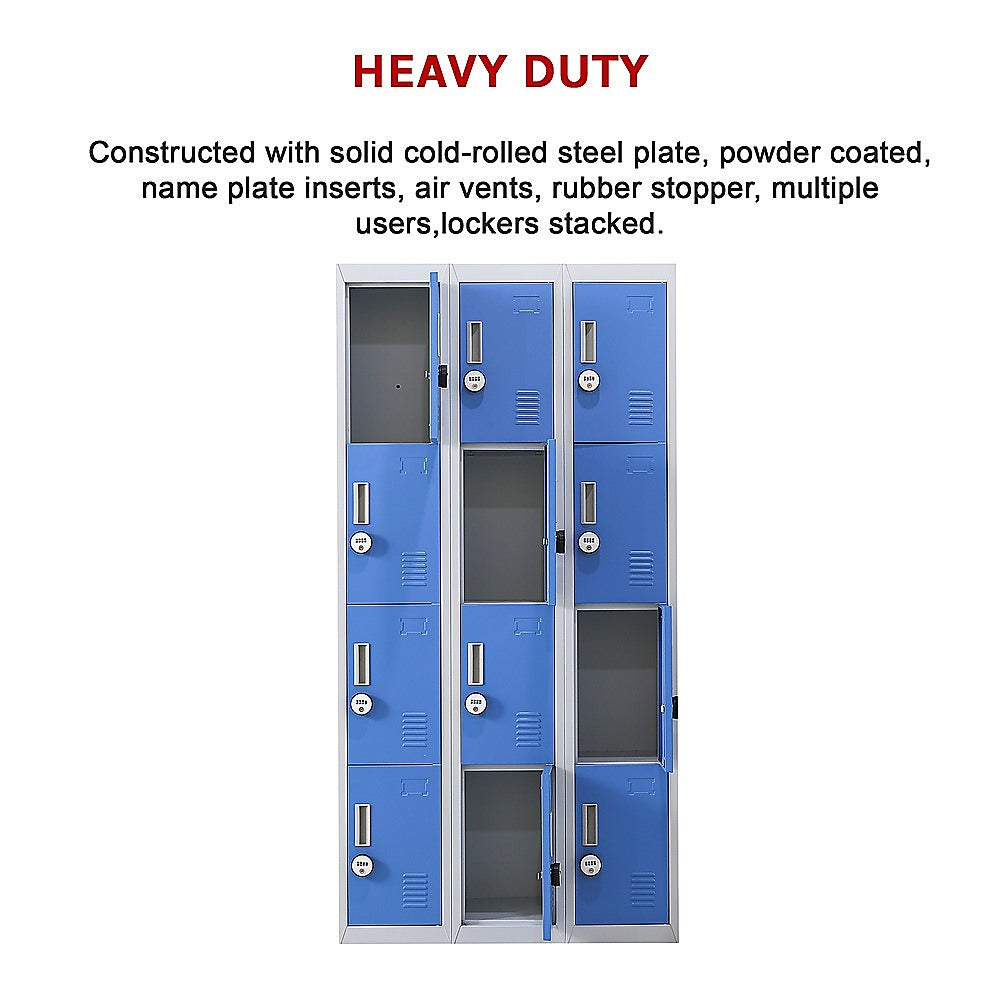 12-Door Locker for Office Gym Shed School Home Storage - 4-Digit Combination Lock V63-839001
