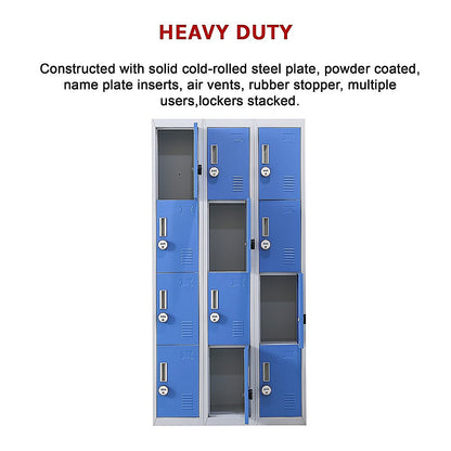 12-Door Locker for Office Gym Shed School Home Storage - 4-Digit Combination Lock V63-839001