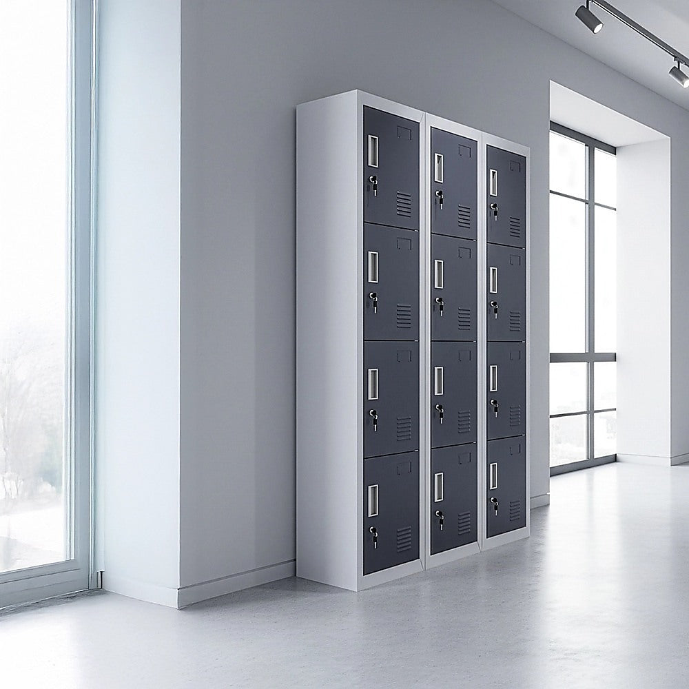 12-Door Locker for Office Gym Shed School Home Storage - Standard Lock with Keys V63-839011