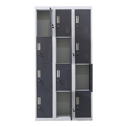 12-Door Locker for Office Gym Shed School Home Storage - Standard Lock with Keys V63-839011